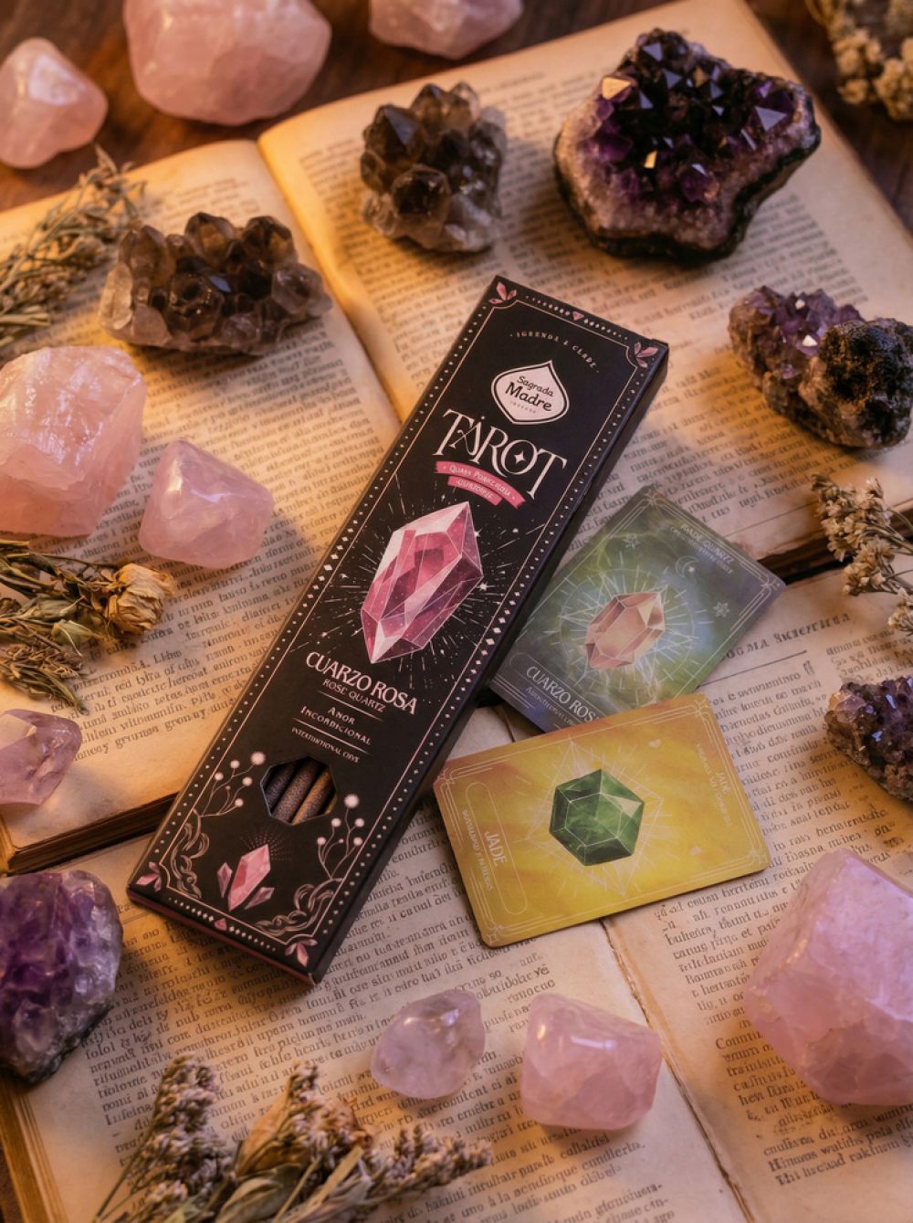 Encens Tarot Gemmes Quartz rose - Rose sauvage